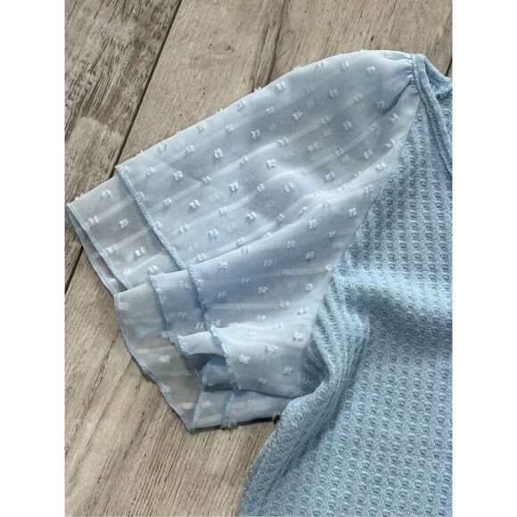 SHEIN pink and blue waffle blouse bundle size S - Picture 3 of 12